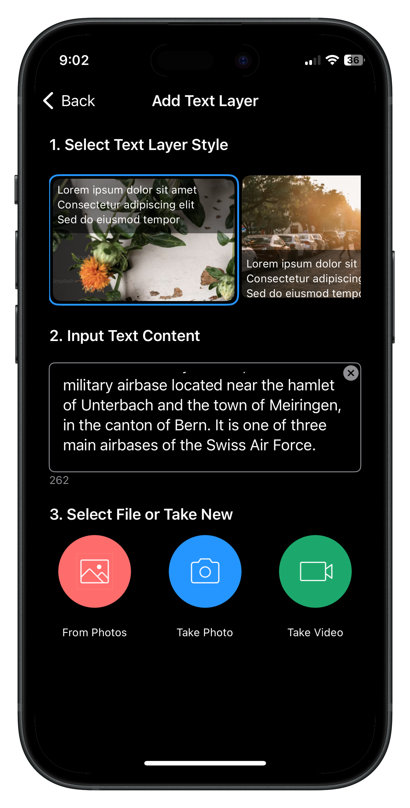 Text2Video app mockup on iPhone